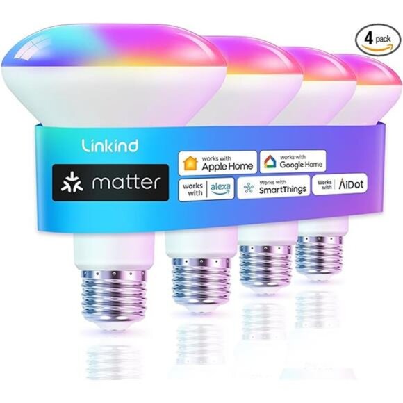 Linkind Matter Smart Light Bulb, BR30 Smart Bulbs, Recessed LED Color Changing - Picture 7 of 7